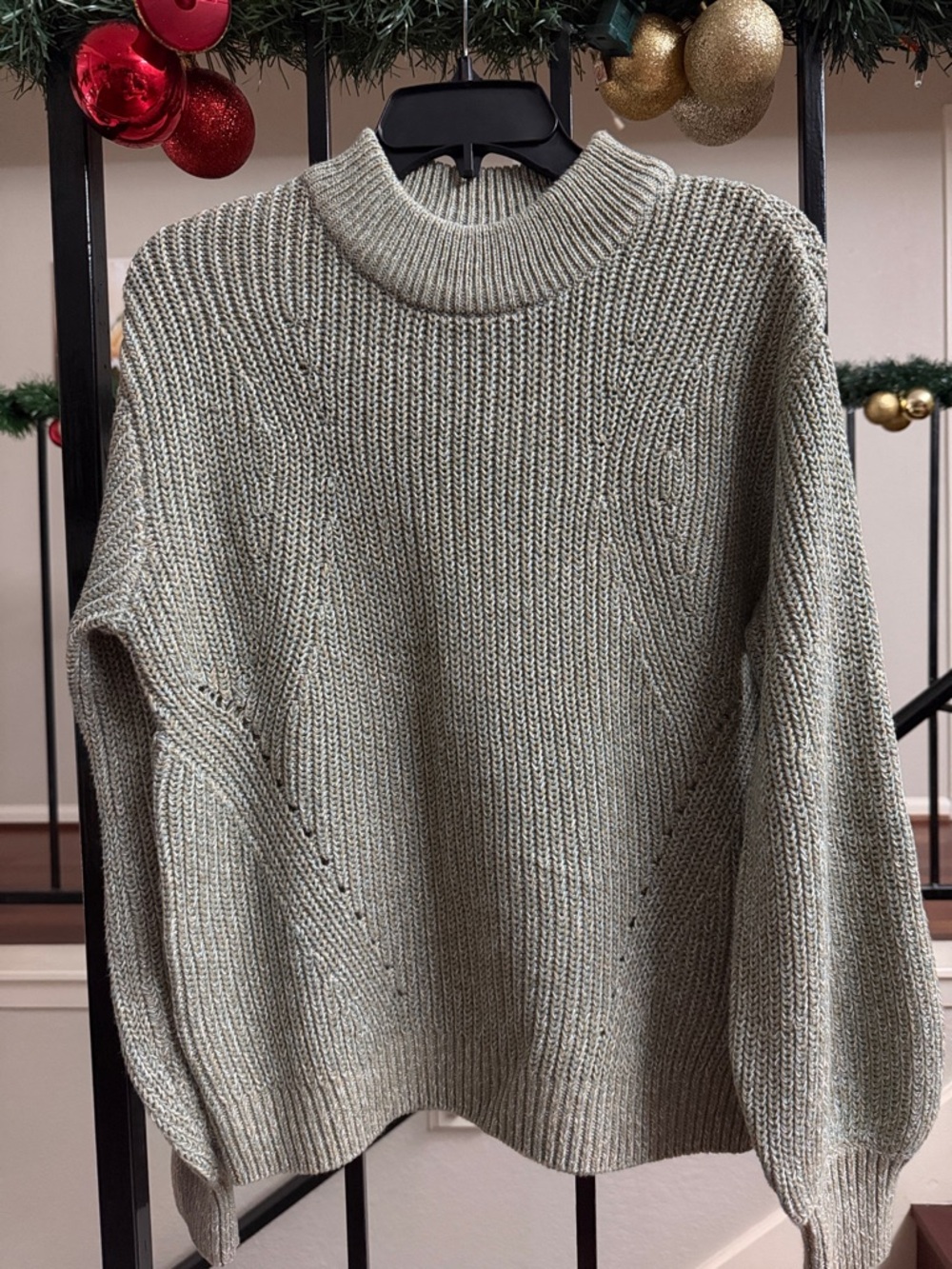H&M Light Sage Green Ribbed Knit Sweater